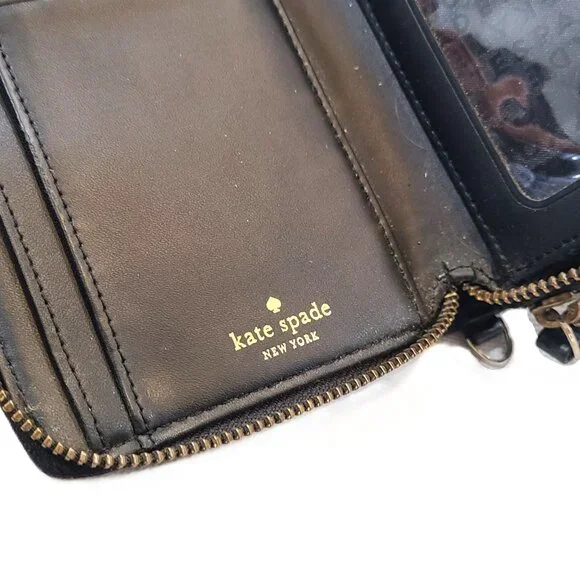 Kate Spade Wallet Zip Around Credit Card Slot Purse Zipper Leather - Picture 9 of 12